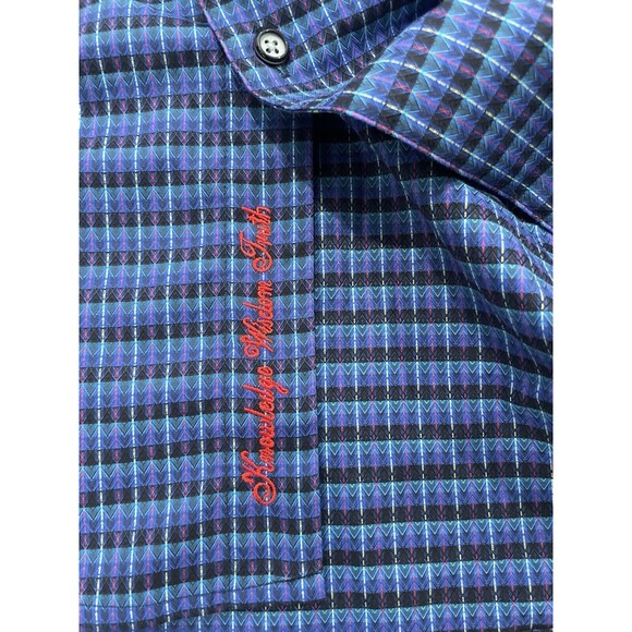 Robert Graham Japanese Dragon Sport Button Up Shirt Men’s XL Blue Purple Plaid - Picture 7 of 10